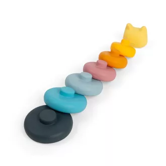 Bigjigs Toys - Szilikon építő torony Macska - JátékManufaktúra