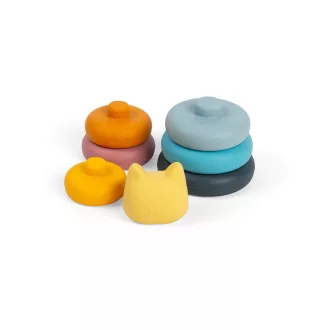 Bigjigs Toys - Szilikon építő torony Macska - JátékManufaktúra