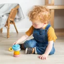 Bigjigs Toys - Szilikon építő torony Macska - JátékManufaktúra