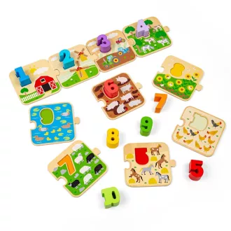 Bigjigs Toys - Puzzle képekkel és számokkal - JátékManufaktúra