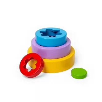 Bigjigs Toys - Fa virág torony építő - JátékManufaktúra