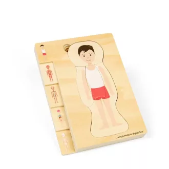 Bigjigs Toys - Fa puzzle, Fiú anatómia - JátékManufaktúra