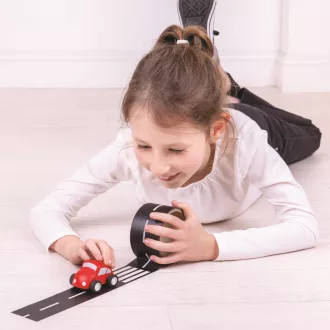 Bigjigs Toys - Útépítő ragasztószalag kisautóval - JátékManufaktúra