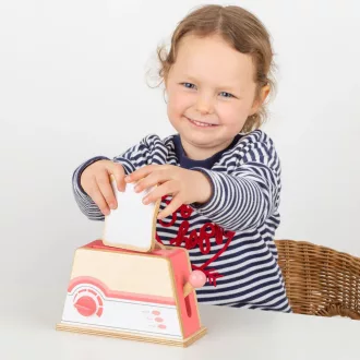 Bigjigs Toys - Fa kenyérpirító rózsaszín - JátékManufaktúra