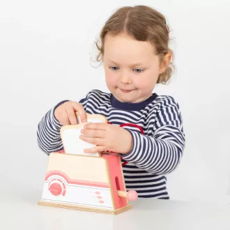 Bigjigs Toys - Fa kenyérpirító rózsaszín - JátékManufaktúra