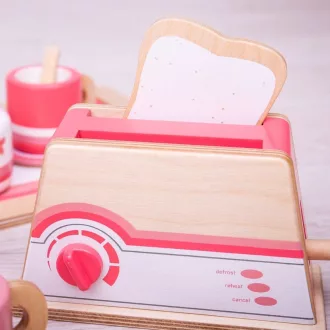 Bigjigs Toys - Fa kenyérpirító rózsaszín - JátékManufaktúra