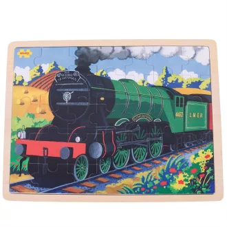 Bigjigs Toys - Fa puzzle történelmi vonat Flying Scotsman (35 db) - JátékManufaktúra