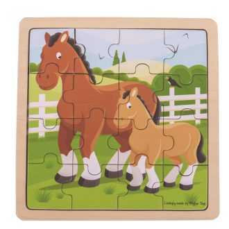 Bigjigs Toys - Puzzle Ló csikóval - JátékManufaktúra