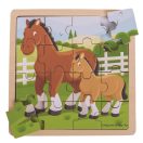 Bigjigs Toys - Puzzle Ló csikóval - JátékManufaktúra