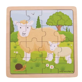 Bigjigs Toys - Puzzle Bárányka báránykával - JátékManufaktúra