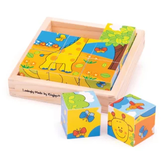 Bigjigs Toys - Képes kockák Safari (9 db) - JátékManufaktúra