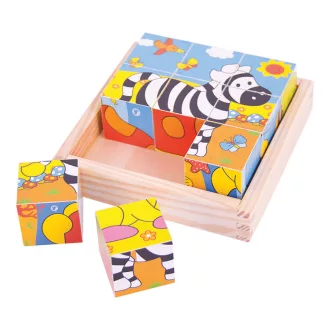 Bigjigs Toys - Képes kockák Safari (9 db) - JátékManufaktúra