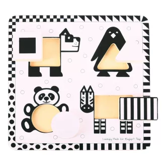 Bigjigs Toys - Fa formaberakó puzzle: fekete-fehér formák 1 - JátékManufaktúra