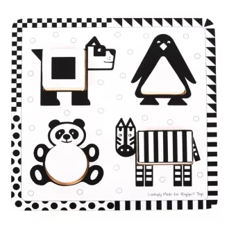 Bigjigs Toys - Fa formaberakó puzzle: fekete-fehér formák 1 - JátékManufaktúra