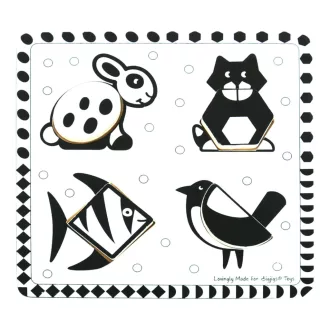 Bigjigs Toys - Fa formaberakó puzzle: fekete-fehér formák 2 - JátékManufaktúra