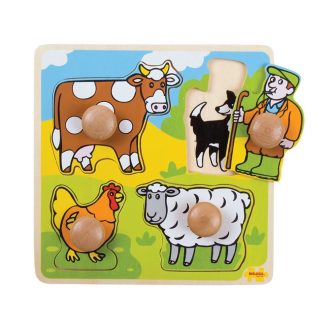 Bigjigs Toys - Oktató formaberakó puzzle: Farm - JátékManufaktúra