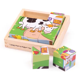 Bigjigs Toys - Képes kockák Állatok (9 db) - JátékManufaktúra