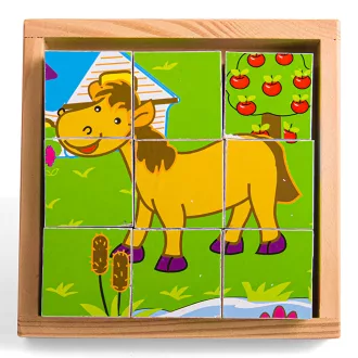 Bigjigs Toys - Képes kockák Állatok (9 db) - JátékManufaktúra