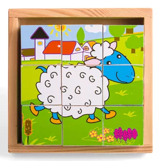 Bigjigs Toys - Képes kockák Állatok (9 db) - JátékManufaktúra