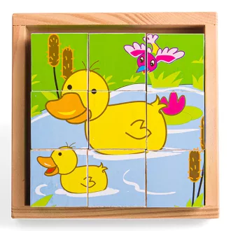 Bigjigs Toys - Képes kockák Állatok (9 db) - JátékManufaktúra