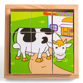 Bigjigs Toys - Képes kockák Állatok (9 db) - JátékManufaktúra