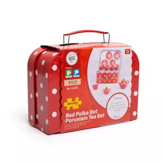 Bigjigs Toys - Piros pöttyös teáskészlet - JátékManufaktúra