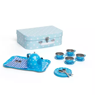 Bigjigs Toys - Kék pöttyös teáskészlet - JátékManufaktúra