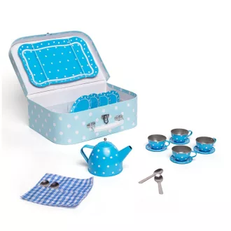 Bigjigs Toys - Kék pöttyös teáskészlet - JátékManufaktúra