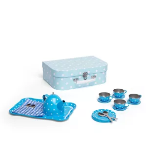 Bigjigs Toys - Kék pöttyös teáskészlet - JátékManufaktúra