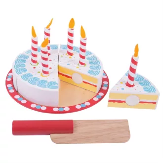 Bigjigs Toys - Fa születésnapi torta szeletelős - JátékManufaktúra