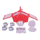 Bigjigs Toys - Pöttyös teáskészlet piknikkosárban - JátékManufaktúra