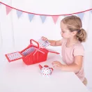Bigjigs Toys - Pöttyös teáskészlet piknikkosárban - JátékManufaktúra