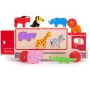 Bigjigs Toys - Fa szafari autó állatokkal - JátékManufaktúra