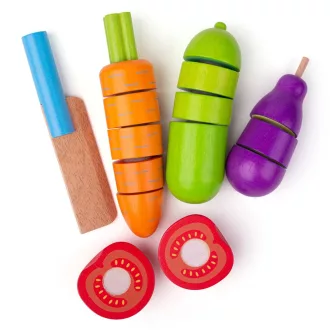 Bigjigs Toys - Fa szeletelős zöldség készlet - JátékManufaktúra