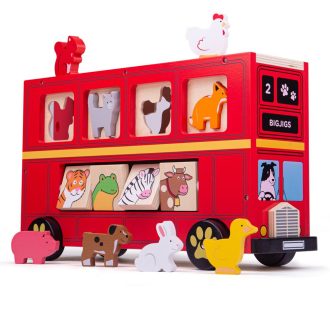 Bigjigs Toys - Fa busz állatokkal - JátékManufaktúra