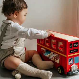 Bigjigs Toys - Fa busz állatokkal - JátékManufaktúra
