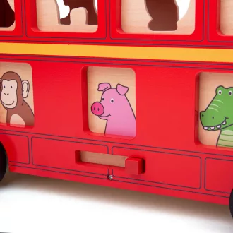 Bigjigs Toys - Fa busz állatokkal - JátékManufaktúra