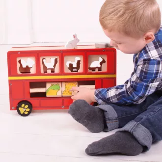 Bigjigs Toys - Fa busz állatokkal - JátékManufaktúra