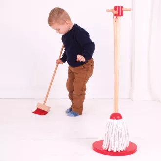 Bigjigs Toys - Takarító játékkészlet piros - JátékManufaktúra