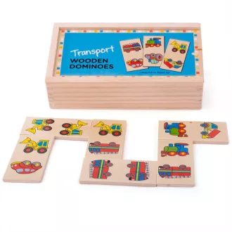 Bigjigs Toys - Fa dominó közlekedési eszközök - JátékManufaktúra