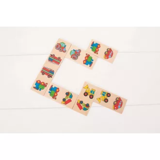 Bigjigs Toys - Fa dominó közlekedési eszközök - JátékManufaktúra