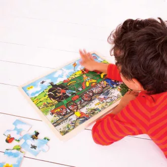 Bigjigs Toys - Fa puzzle vonat (24 db) - JátékManufaktúra