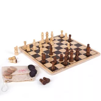 Bigjigs Toys - Fa sakk és dámajáték - JátékManufaktúra