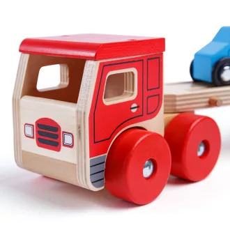 Bigjigs Toys - Fa kamion autókkal - JátékManufaktúra