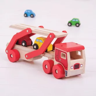 Bigjigs Toys - Fa kamion autókkal - JátékManufaktúra