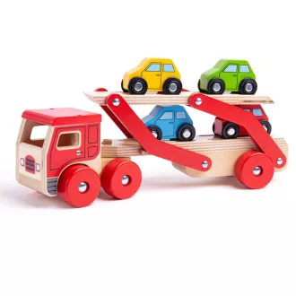Bigjigs Toys - Fa kamion autókkal - JátékManufaktúra