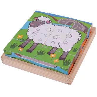 Bigjigs Toys - Képes kockák Farm - JátékManufaktúra
