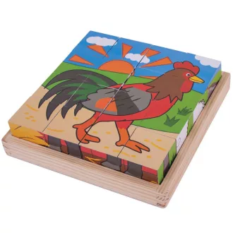 Bigjigs Toys - Képes kockák Farm - JátékManufaktúra