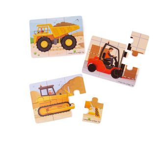 Bigjigs Toys - 3 az 1-ben puzzle Építőgépek - JátékManufaktúra