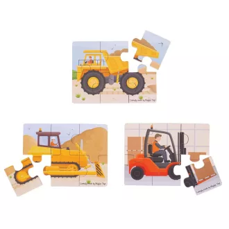 Bigjigs Toys - 3 az 1-ben puzzle Építőgépek - JátékManufaktúra